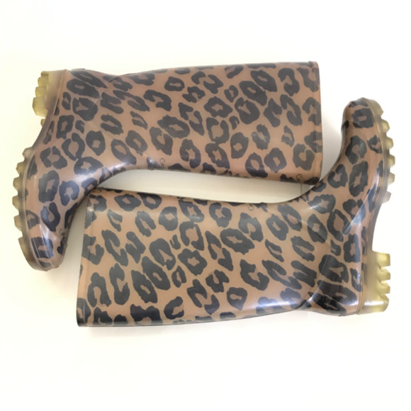 COACH Pixy Leopard Rubber Mid Calf Pull On Rain Boots Women’s Size 6 - Picture 9 of 16
